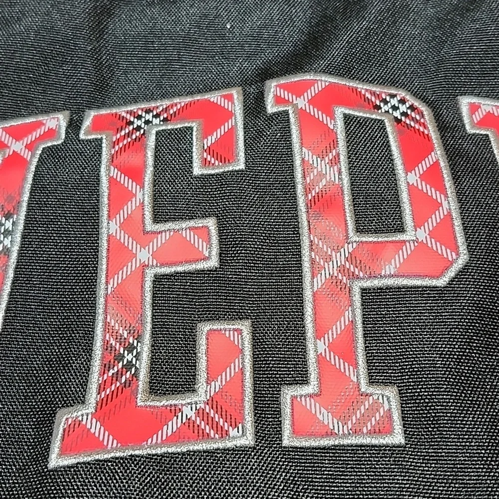 VS PINK BLACK CANVAS 2022 EMBROIDERED SILVER SHINE PLAID LOVE PINK FULL-…